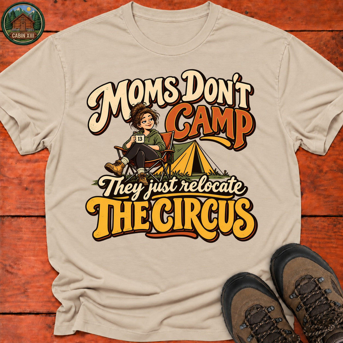 Camp Mom Pin Up T-Shirt — Sand