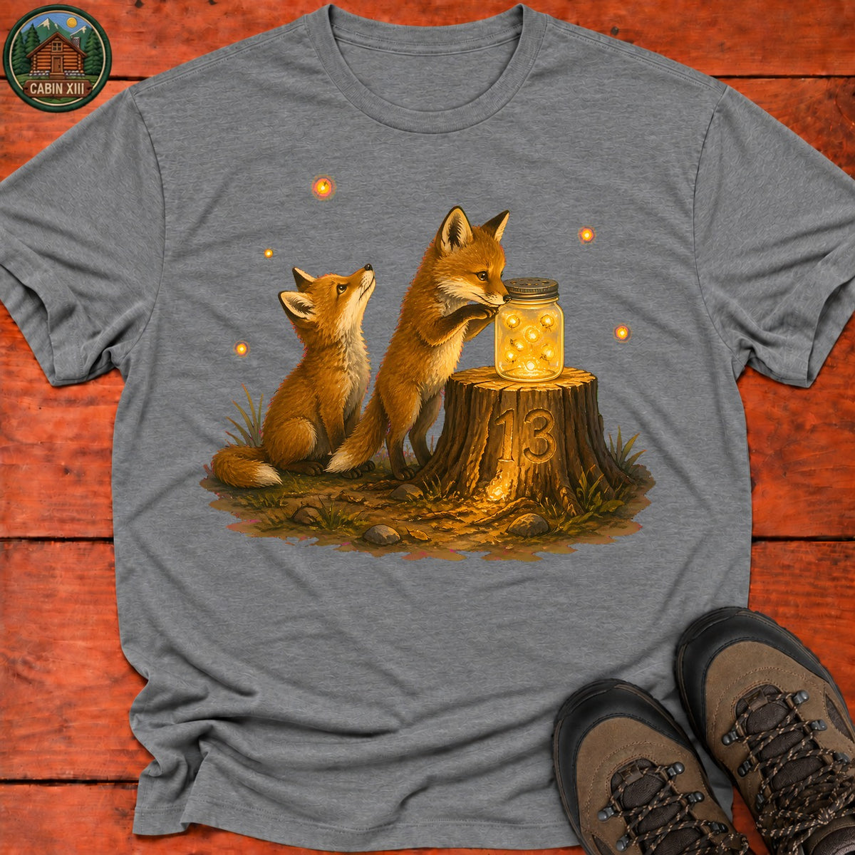 Fox And Firefly T-Shirt — Graphite Heather