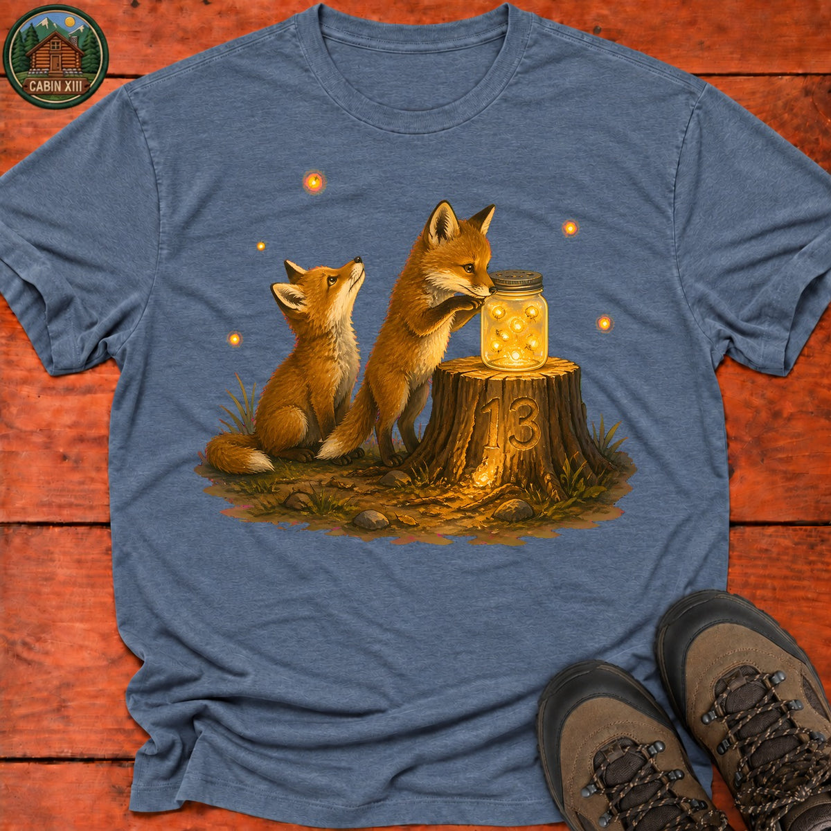 Fox And Firefly T-Shirt — Heather Indigo