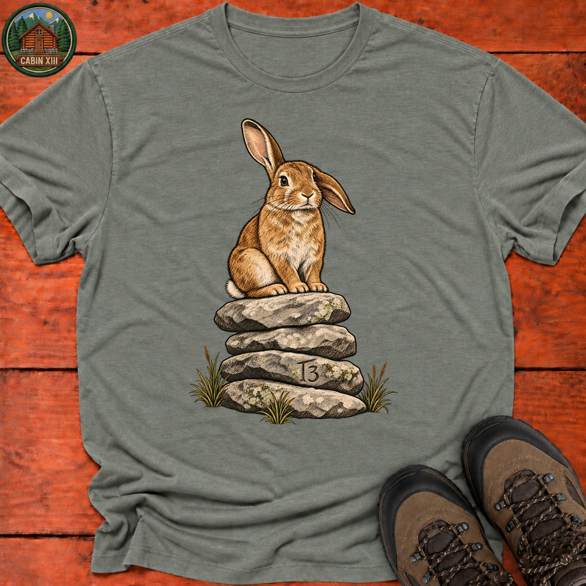 Trail Bunny T-Shirt — Heather Military Green