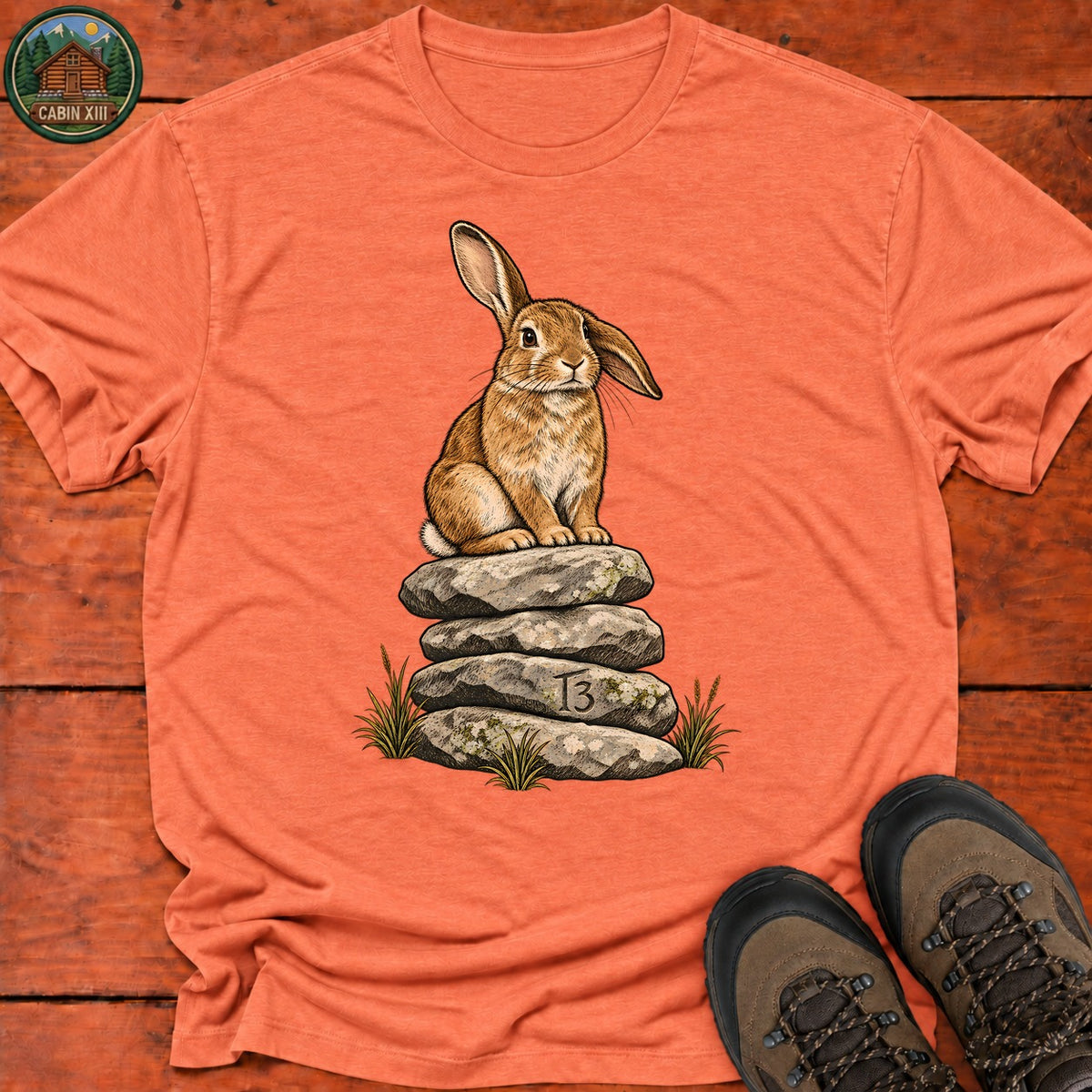 Trail Bunny T-Shirt — Heather Orange