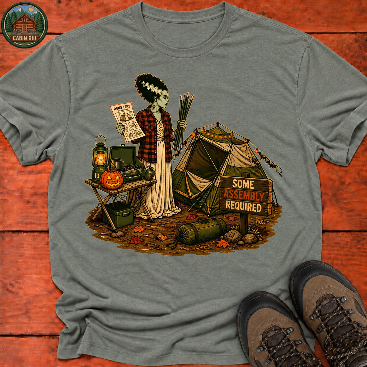Bride Of Frankenstein Halloween T-Shirt — Heather Military Green