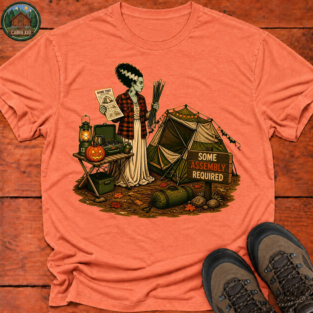 Bride Of Frankenstein Halloween T-Shirt — Heather Orange
