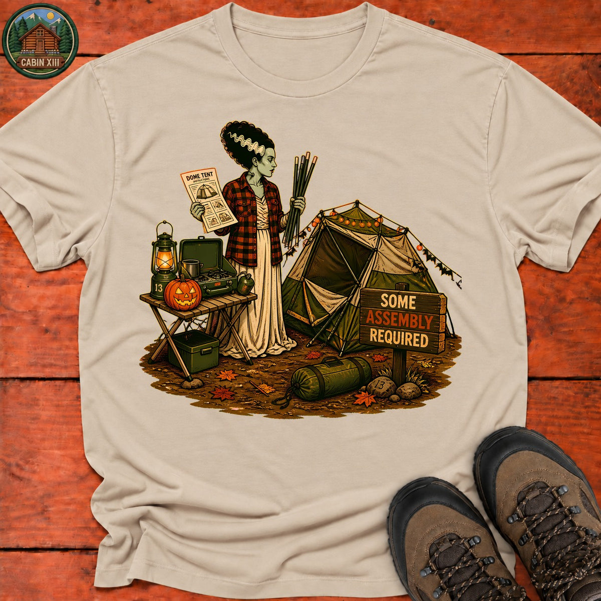 Bride Of Frankenstein Halloween T-Shirt — Sand