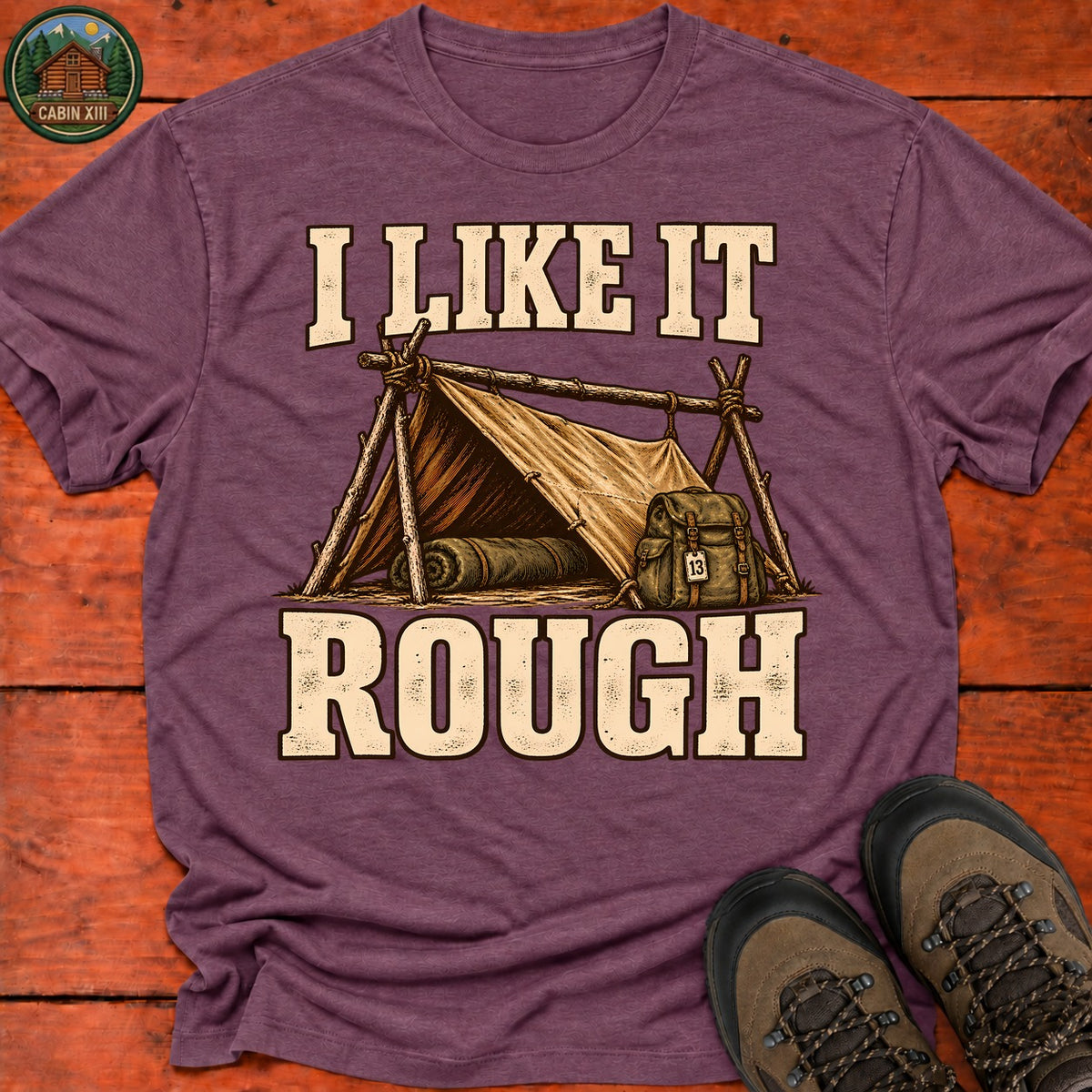 I Like It Rough Half Color T-Shirt — Heather Maroon