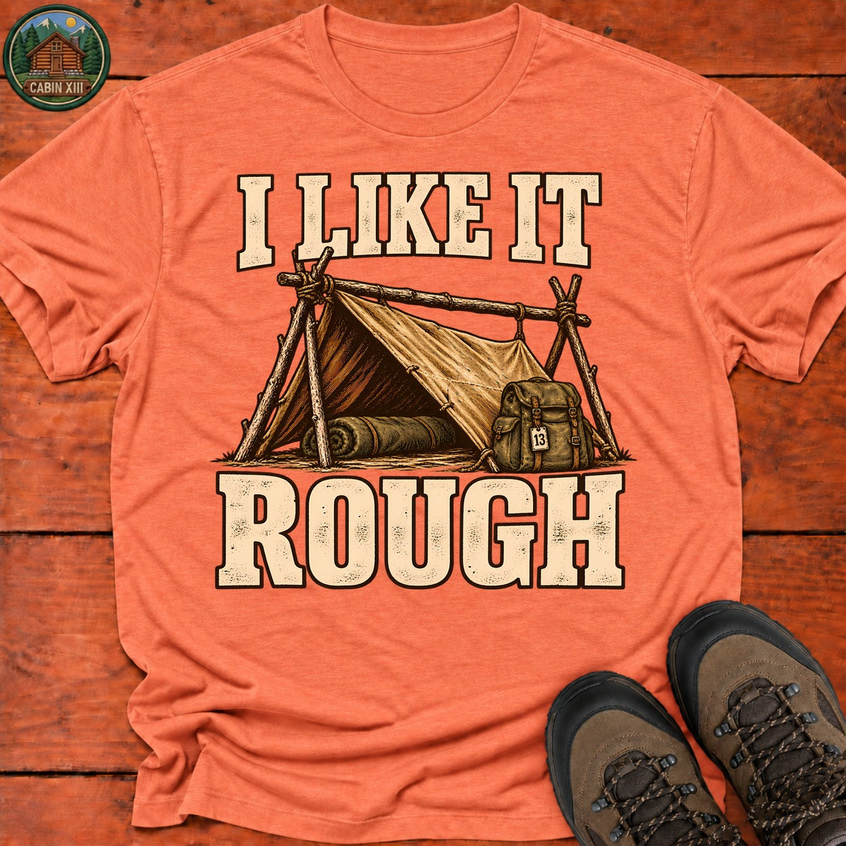 I Like It Rough Half Color T-Shirt — Heather Orange