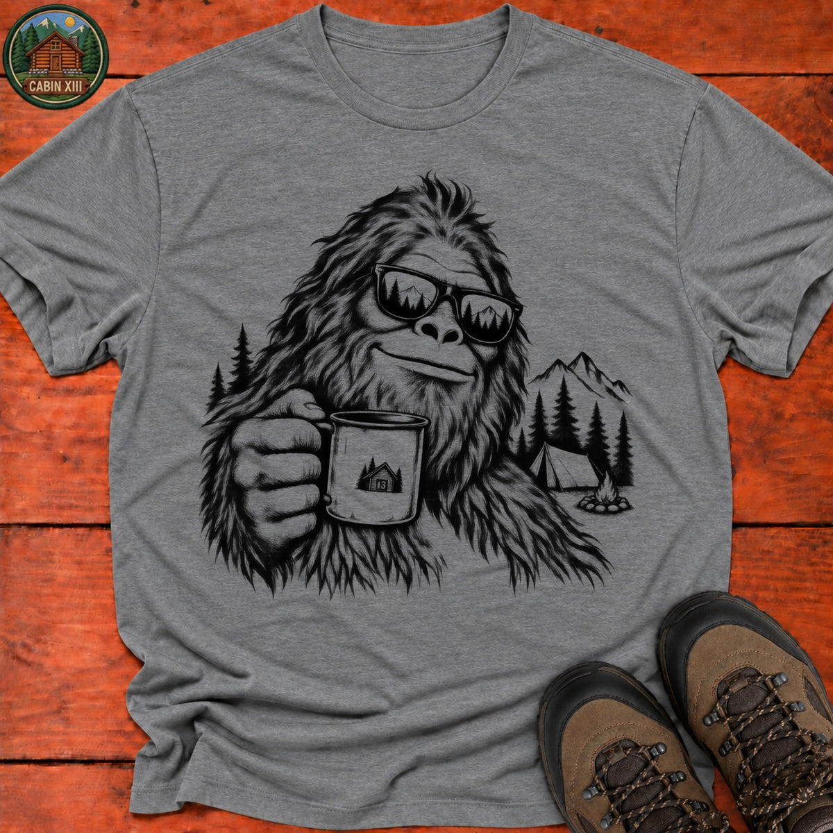Bigfoot In Sunglasses T-Shirt — Graphite Heather