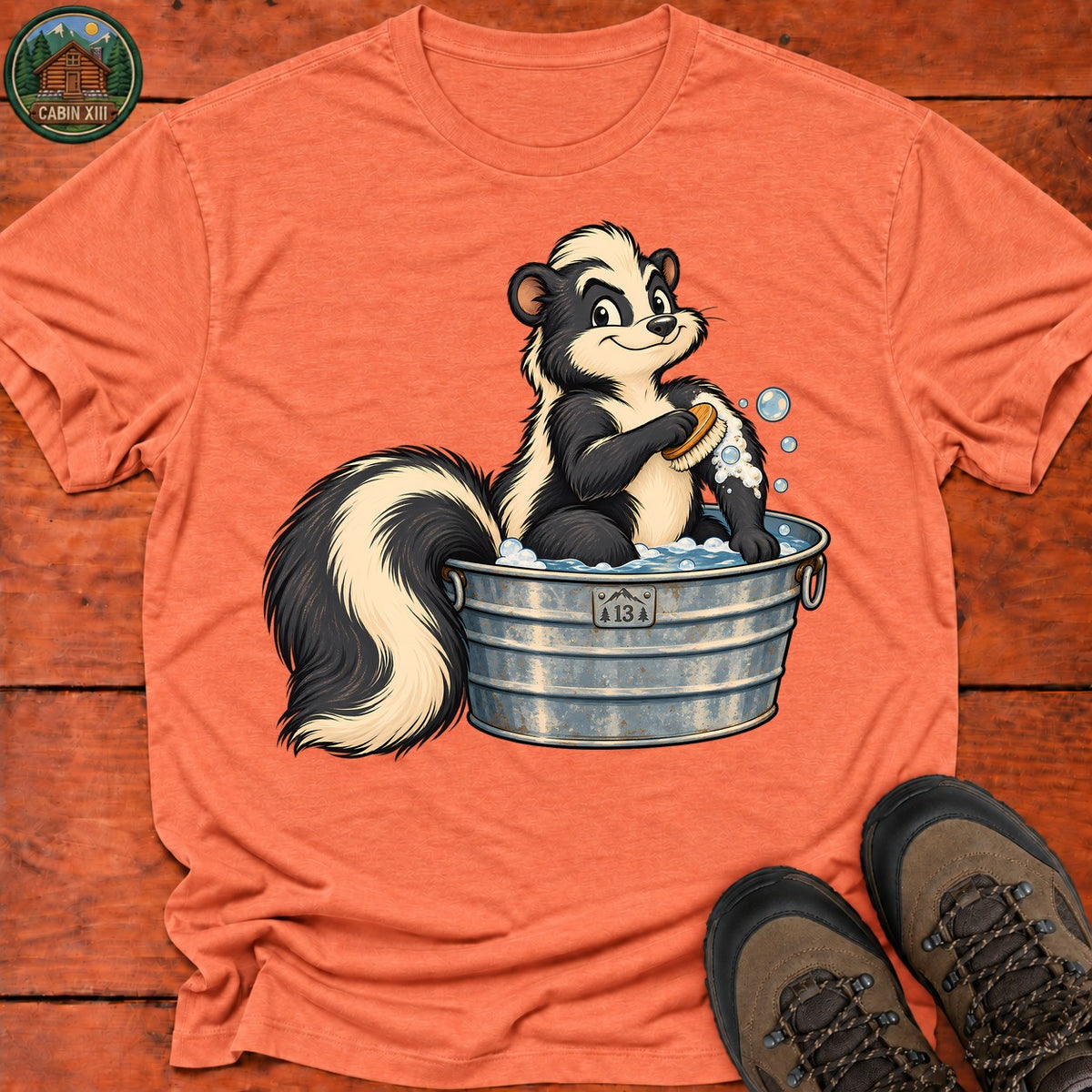 Skunk Bathing T-Shirt — Heather Orange