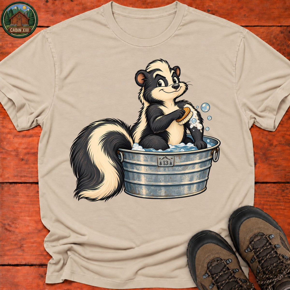 Skunk Bathing T-Shirt — Sand