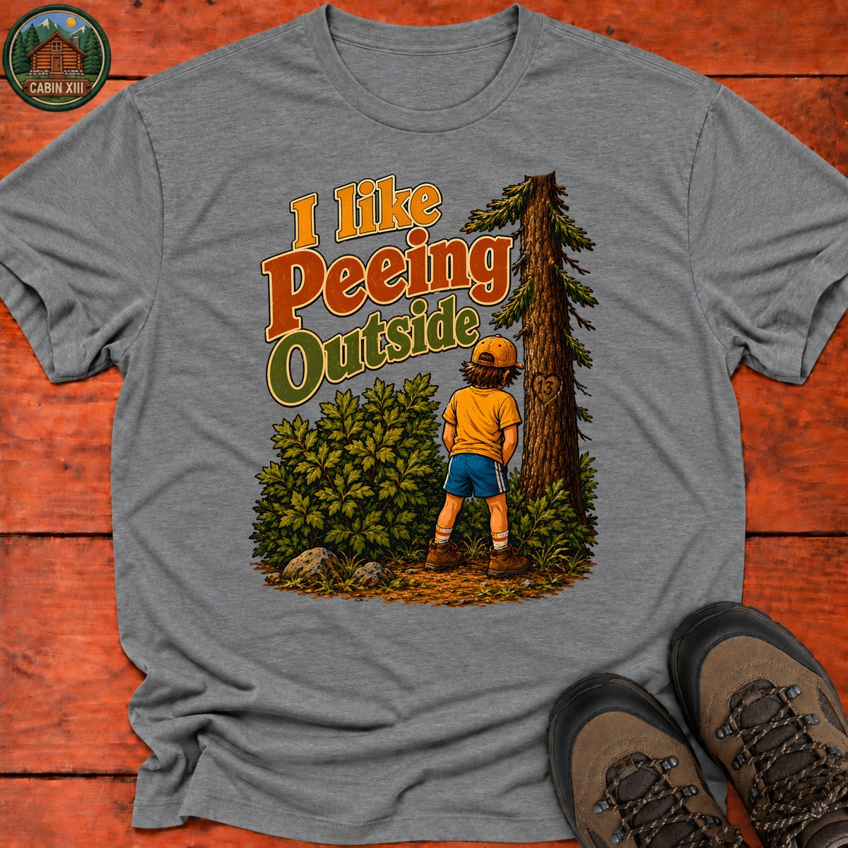 I Like Peeing Outside T-Shirt — Graphite Heather