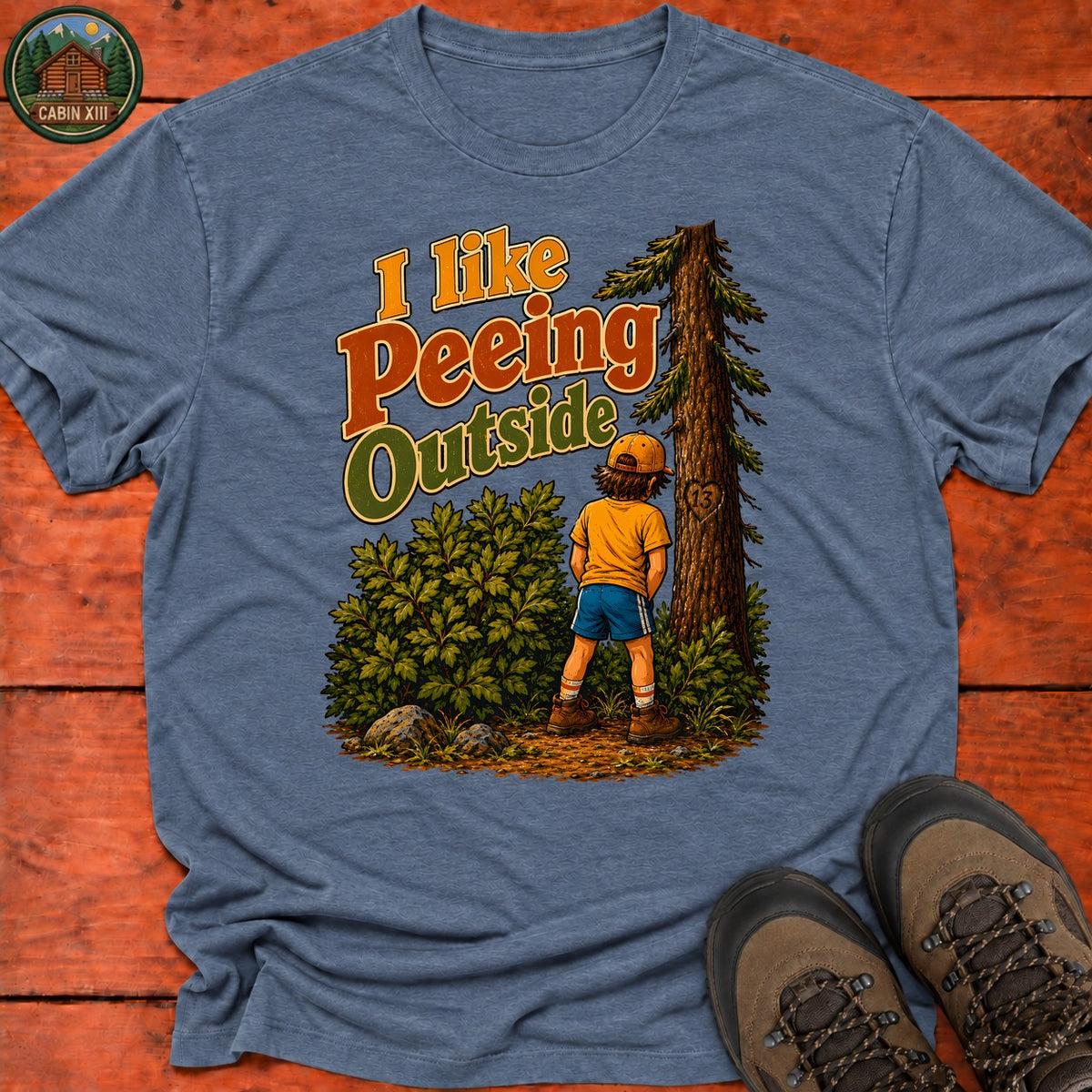 I Like Peeing Outside T-Shirt — Heather Indigo