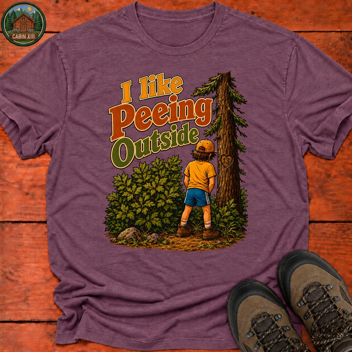 I Like Peeing Outside T-Shirt — Heather Maroon