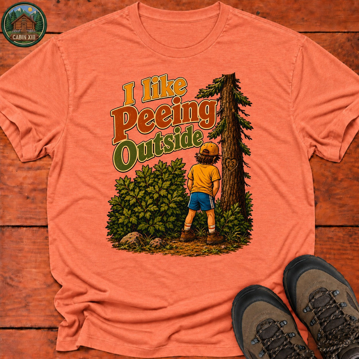 I Like Peeing Outside T-Shirt — Heather Orange