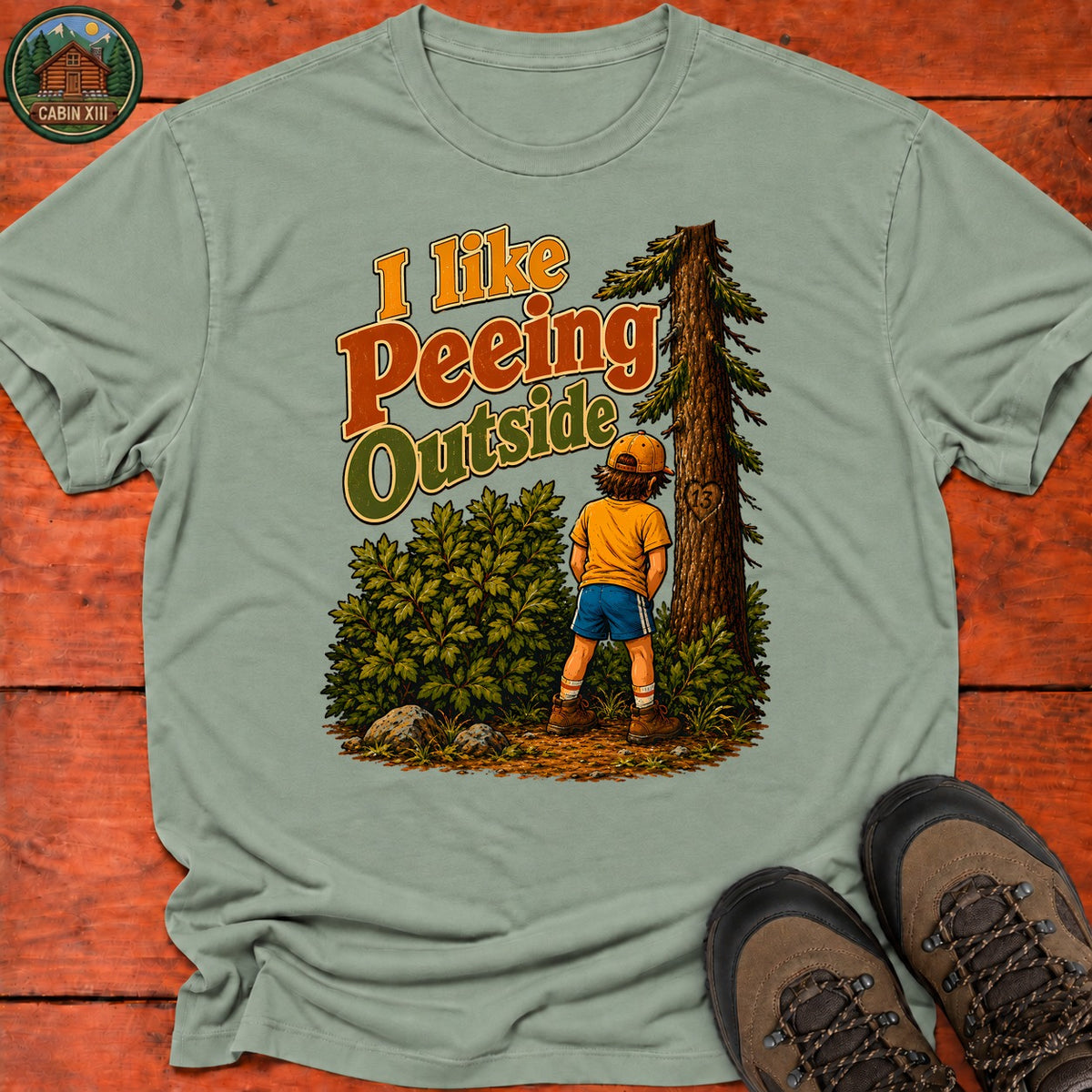 I Like Peeing Outside T-Shirt — Sage