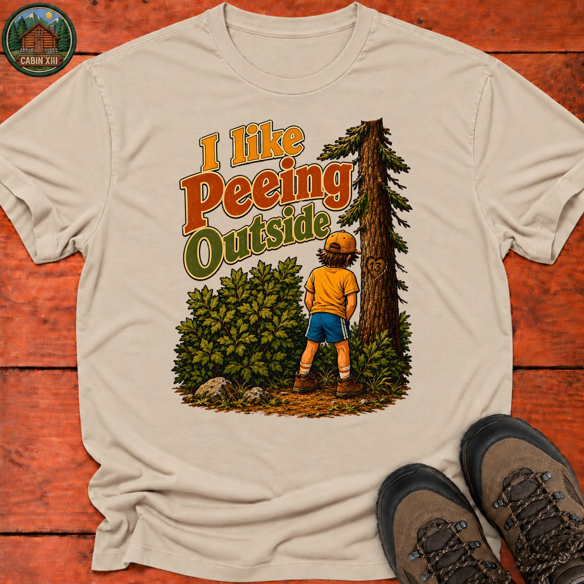 I Like Peeing Outside T-Shirt — Sand