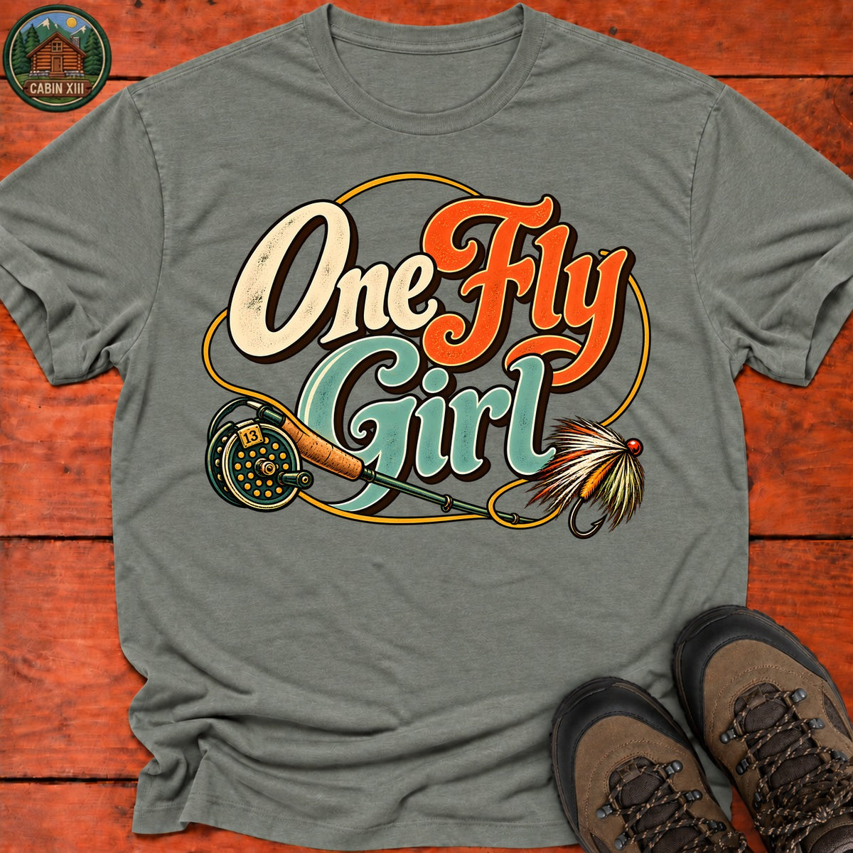One Fly Girl T-Shirt — Heather Military Green