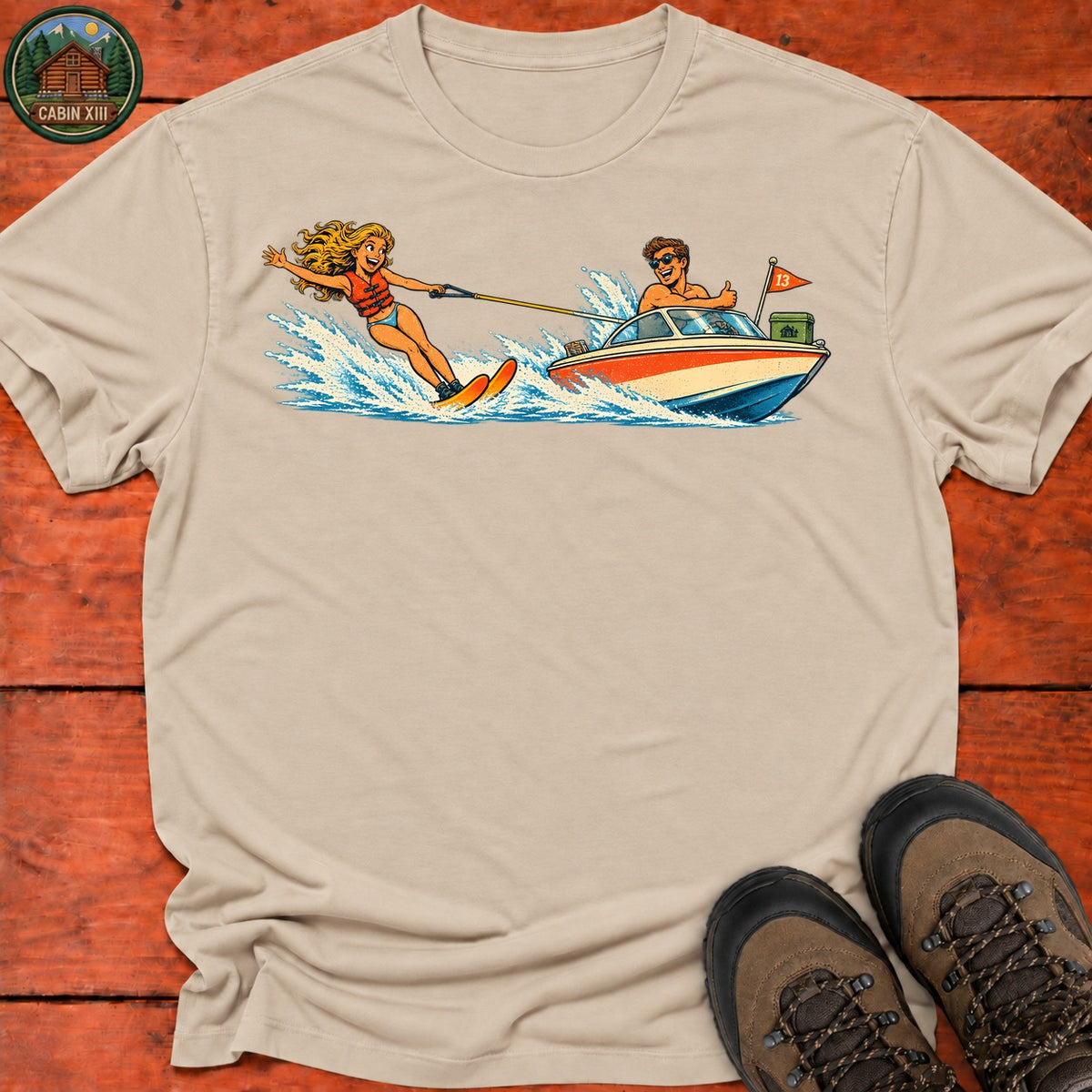 Waterskiing T-Shirt — Sand