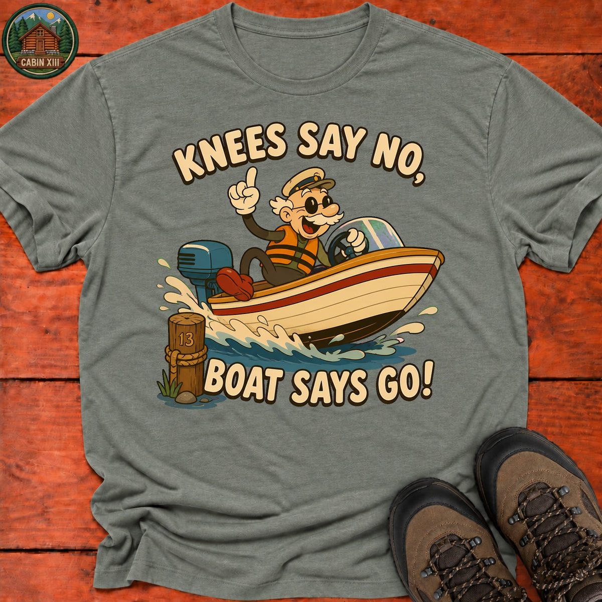 Boat Says Go T-Shirt — Heather Military Green