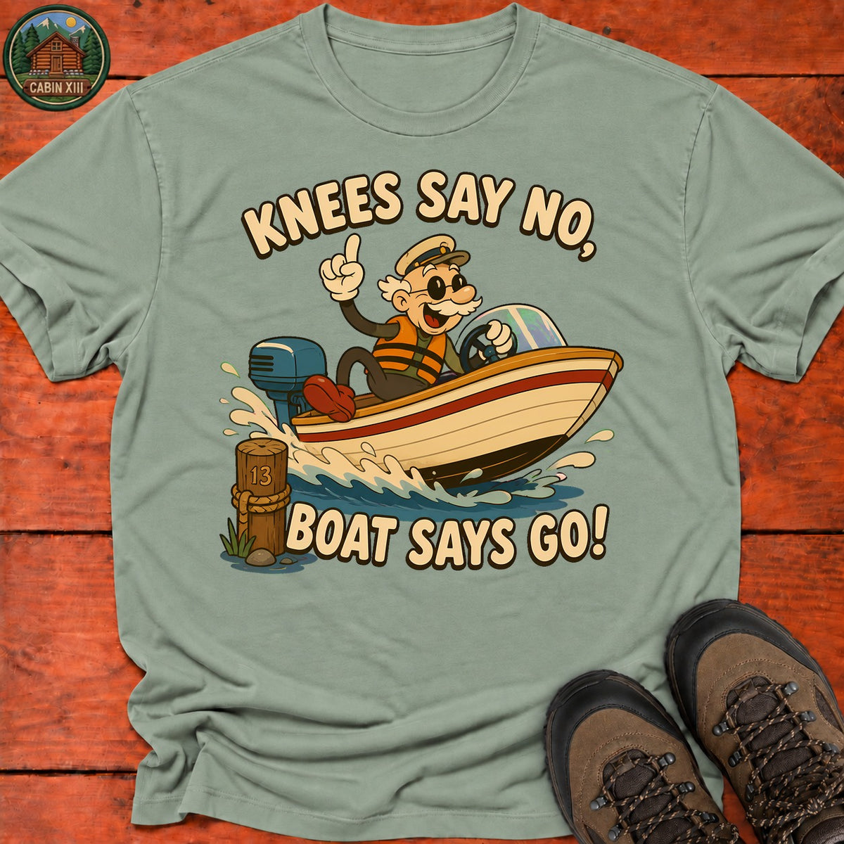 Boat Says Go T-Shirt — Sage