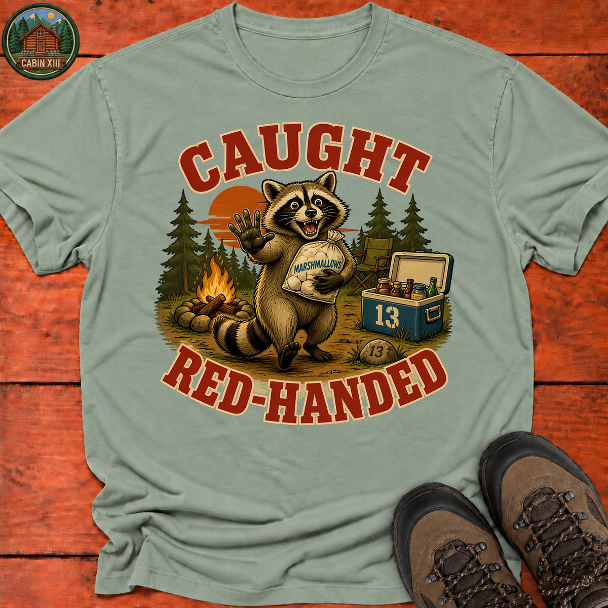 Caught Red Handed T-Shirt — Sage