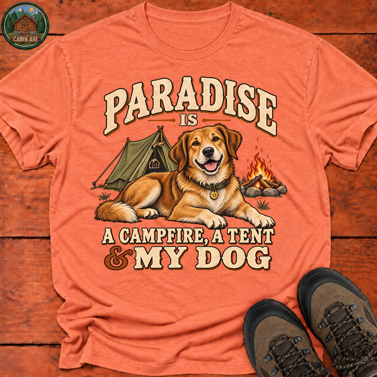 Camfire Tent and My Dog T-Shirt — Heather Orange