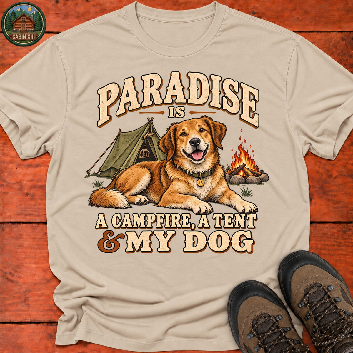 Camfire Tent and My Dog T-Shirt — Sand