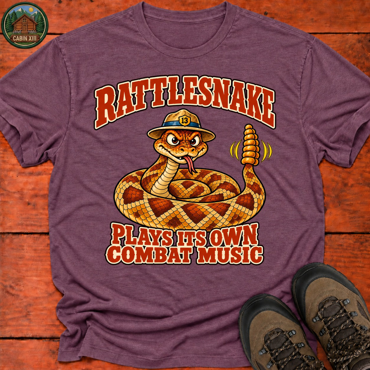 Rattlesnake T-Shirt — Heather Maroon