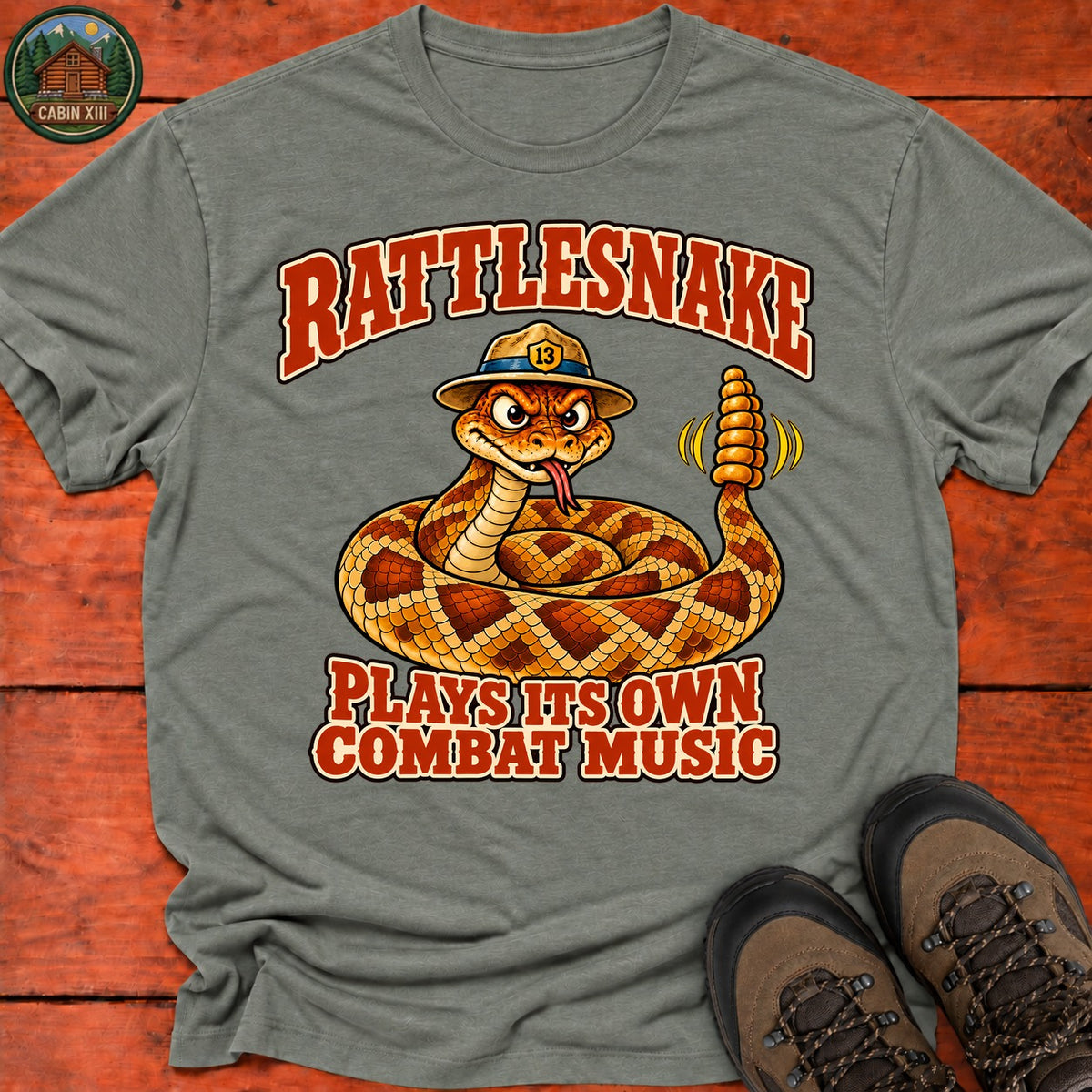 Rattlesnake T-Shirt — Heather Military Green