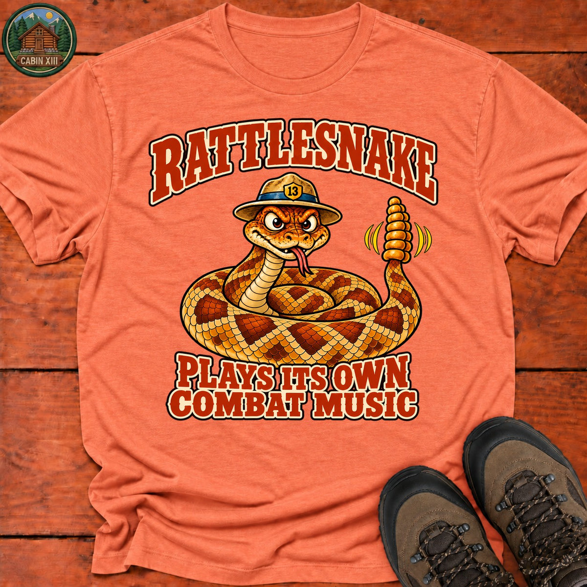Rattlesnake T-Shirt — Heather Orange