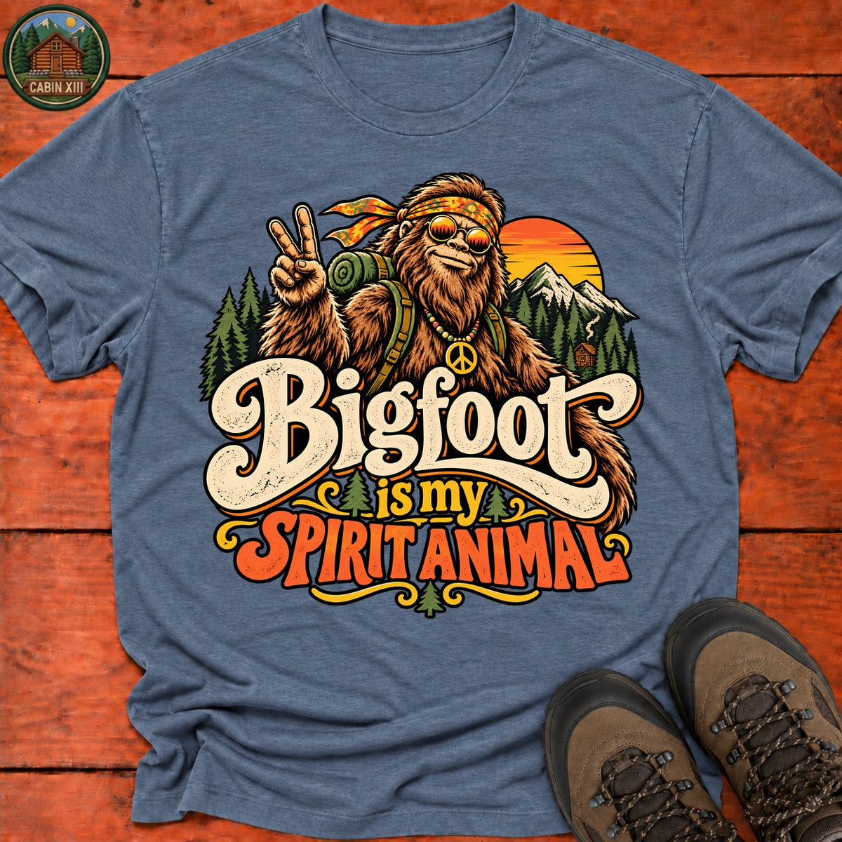 Bigfoot Is My Spirit Animal V2 T-Shirt — Heather Indigo