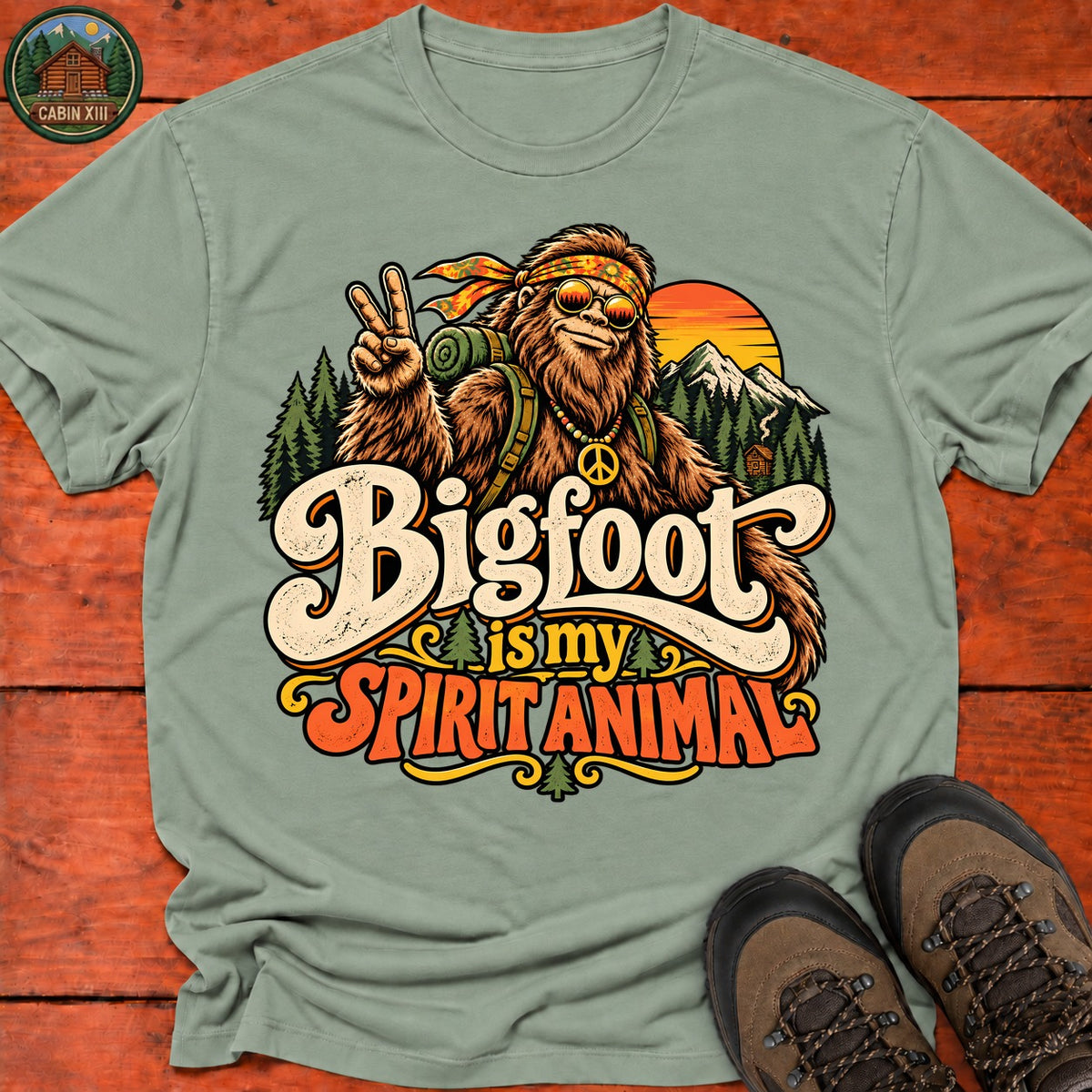 Bigfoot Is My Spirit Animal V2 T-Shirt — Sage