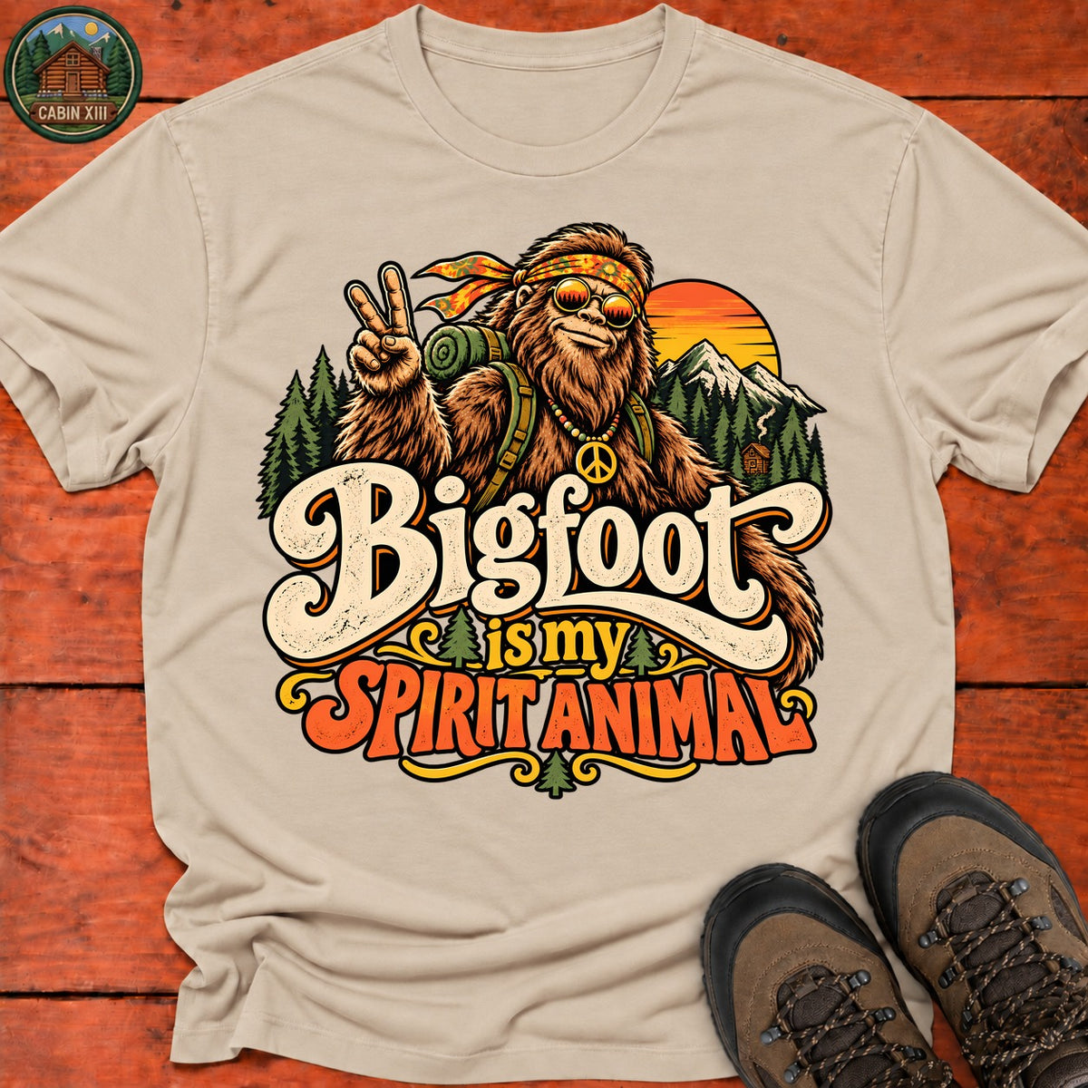 Bigfoot Is My Spirit Animal V2 T-Shirt — Sand