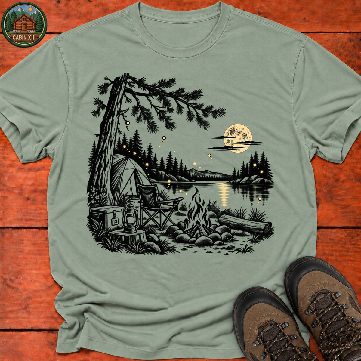 Lakeside Fireflies T-Shirt — Sage