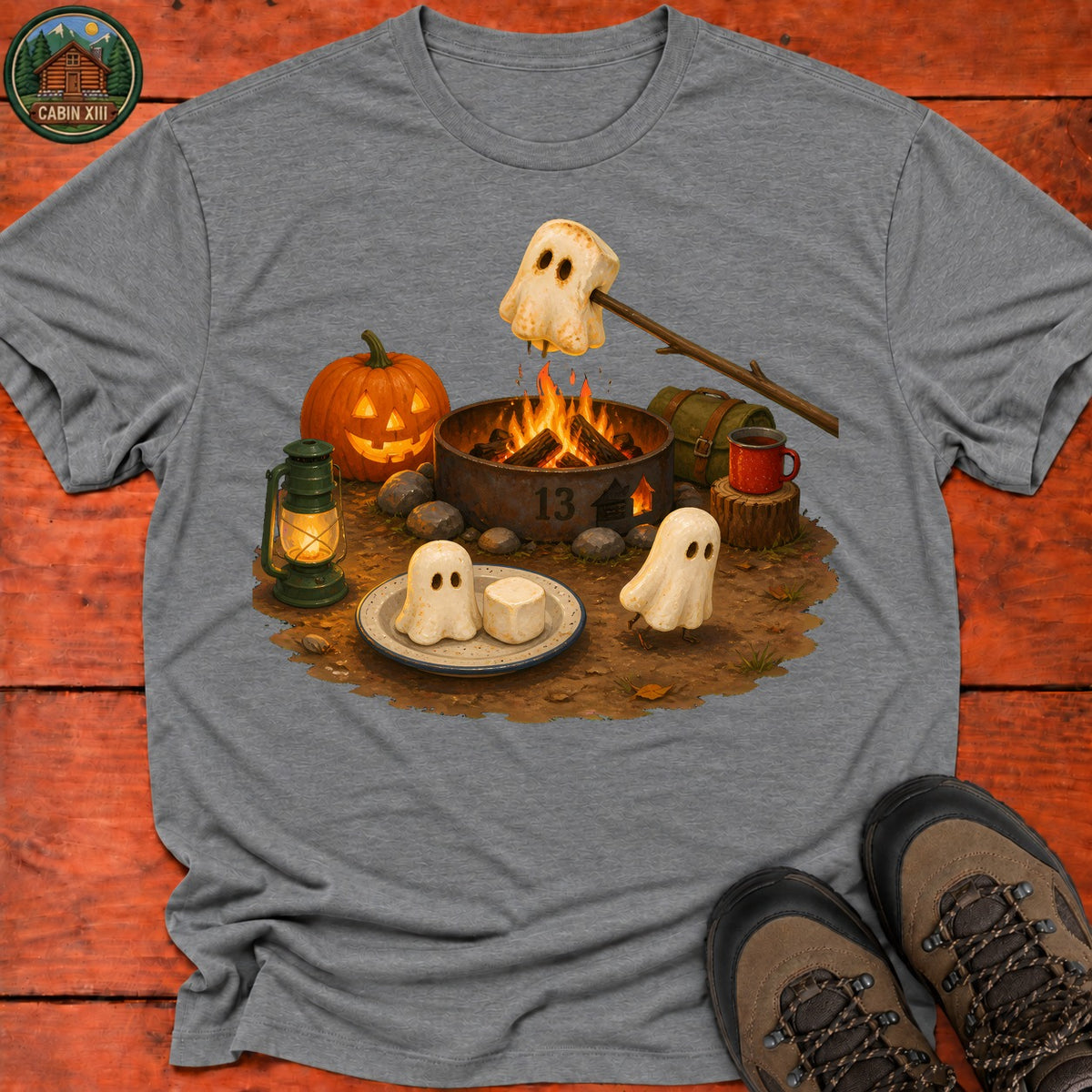 Marshmallow Ghosts Halloween T-Shirt — Graphite Heather