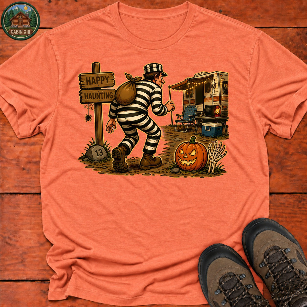 Escaped Convict Halloween T-Shirt — Heather Orange