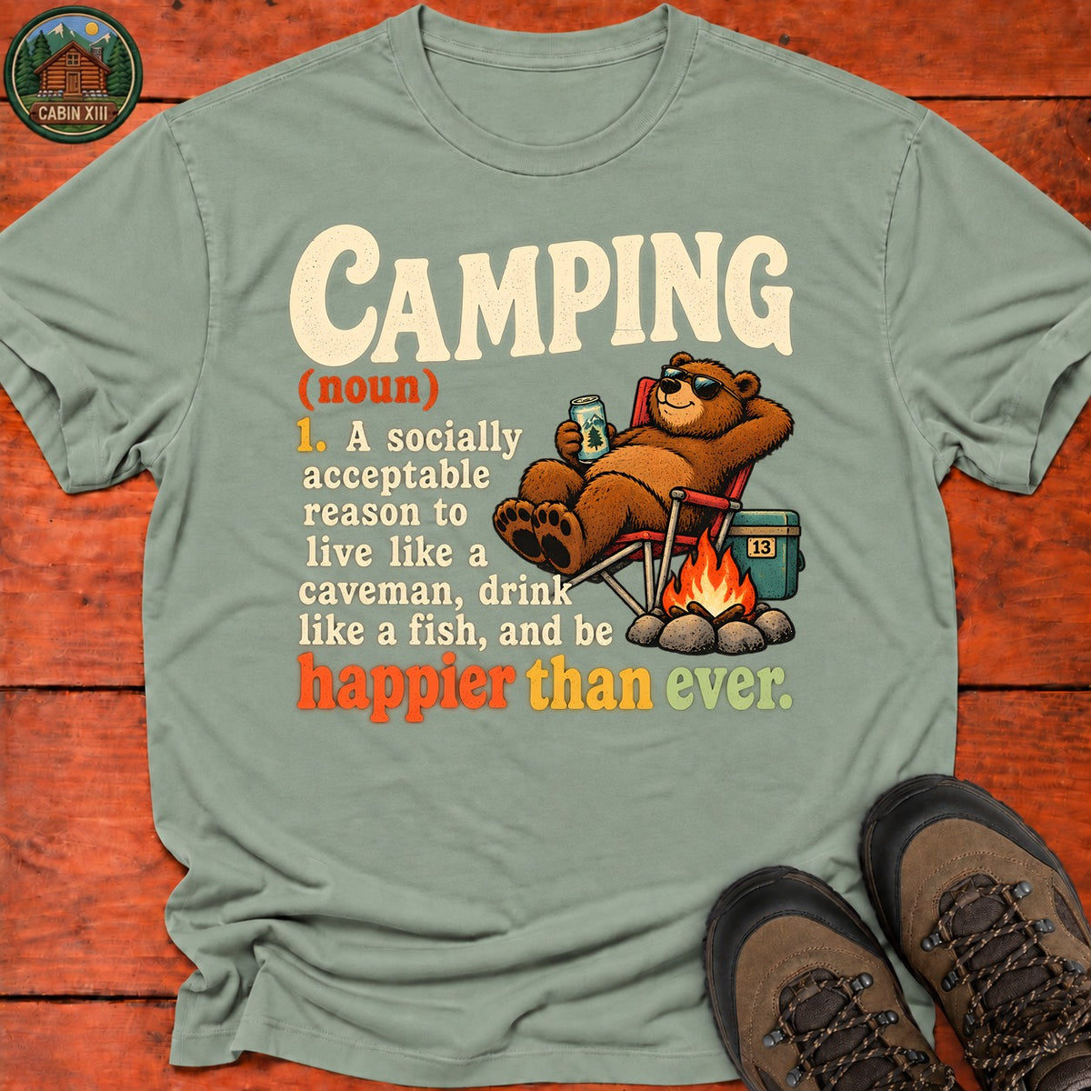 Camping Definition – Happy Camper T-Shirt — Sage